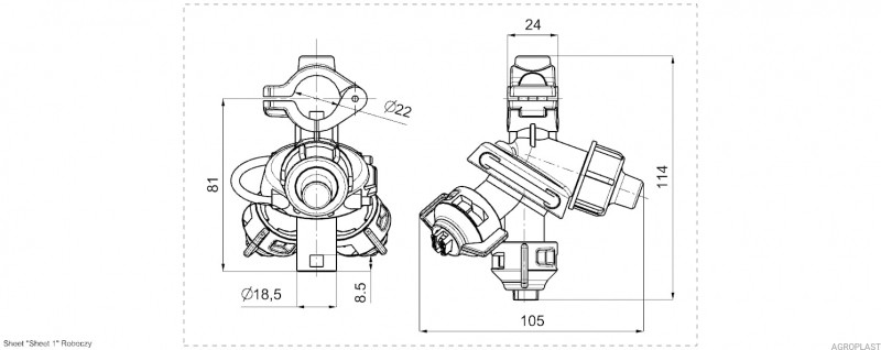 Форсунка 3-позиційна AP0-100/G09 PROLINE на трубу (Стандарт Arag)