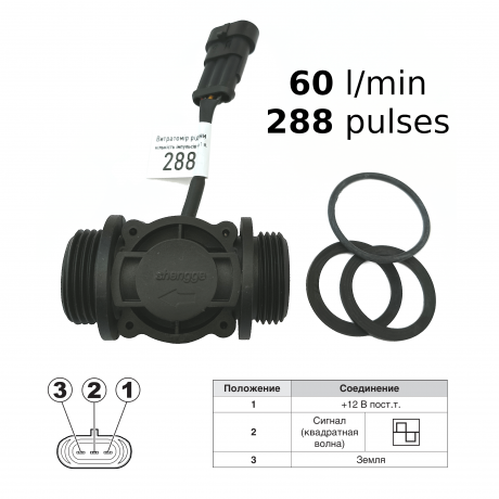 Витратомір DN25 = 1" 288 імпульсів, 60л/х