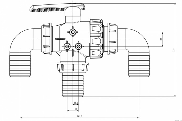 Кульовий клапан 3-х ходовий PROLINE 1 1/2''