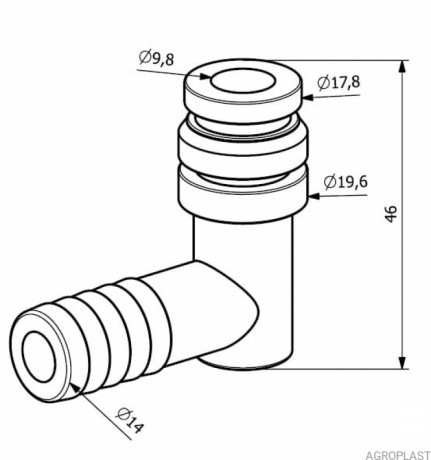 Вилка кутова ø 12,5 під чеку /AP24WK