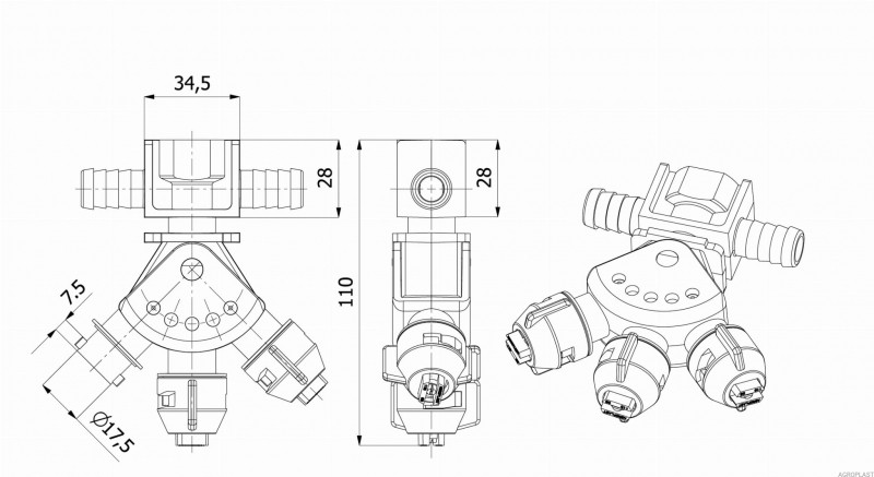 Форсунка маятникова кінець AP0-100/GW07/K (Стандарт RAU)